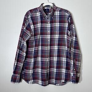 Size L New England Shirt Company Plaid Long Sleeve Button Down Red & Blue Men’s